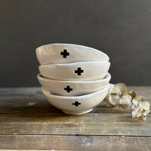 Handmade ceramic swiss cross bowl dessert and snack bowl handcrafted bowl for minimalist decor lover swiss cross decor handmade bowl