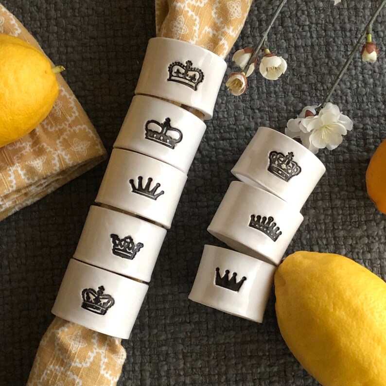 Crown ceramic handmade napkin ring crown table decor gift for queen mom handmade housewarming couple gift for mothers day napkin ring Full set of 8