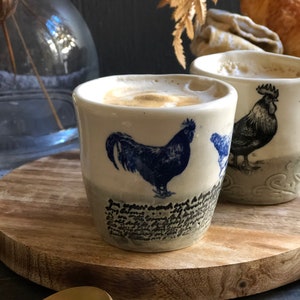 Bauernhof Sammeltasse, blaue Hahn Tasse, Cappuccino-Tasse, handgemachte Keramik Espresso-Tasse, Macchiato-Tasse, Geschenke für Kaffee-Liebhaber, Teetasse Bild 1