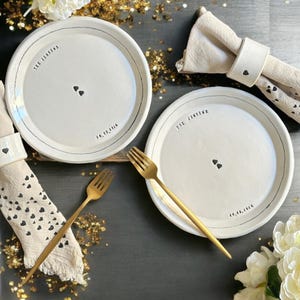 Personalized wedding plate handmade ceramic anniversary plate custom 7 inch plate for special event or housewarming in 11 color choices