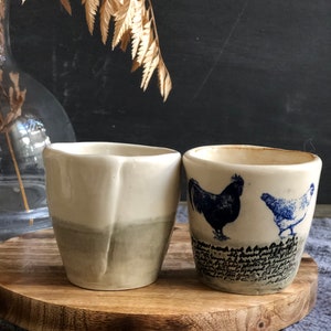 Bauernhof Sammeltasse, blaue Hahn Tasse, Cappuccino-Tasse, handgemachte Keramik Espresso-Tasse, Macchiato-Tasse, Geschenke für Kaffee-Liebhaber, Teetasse Bild 4