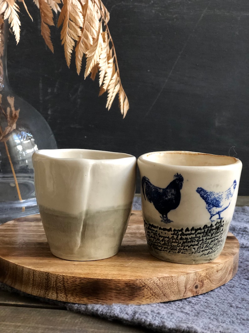 Bauernhof Sammeltasse, blaue Hahn Tasse, Cappuccino-Tasse, handgemachte Keramik Espresso-Tasse, Macchiato-Tasse, Geschenke für Kaffee-Liebhaber, Teetasse Bild 4