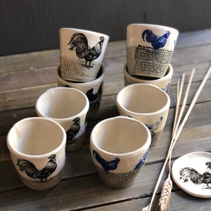 Bauernhof Sammeltasse, blaue Hahn Tasse, Cappuccino-Tasse, handgemachte Keramik Espresso-Tasse, Macchiato-Tasse, Geschenke für Kaffee-Liebhaber, Teetasse Bild 7