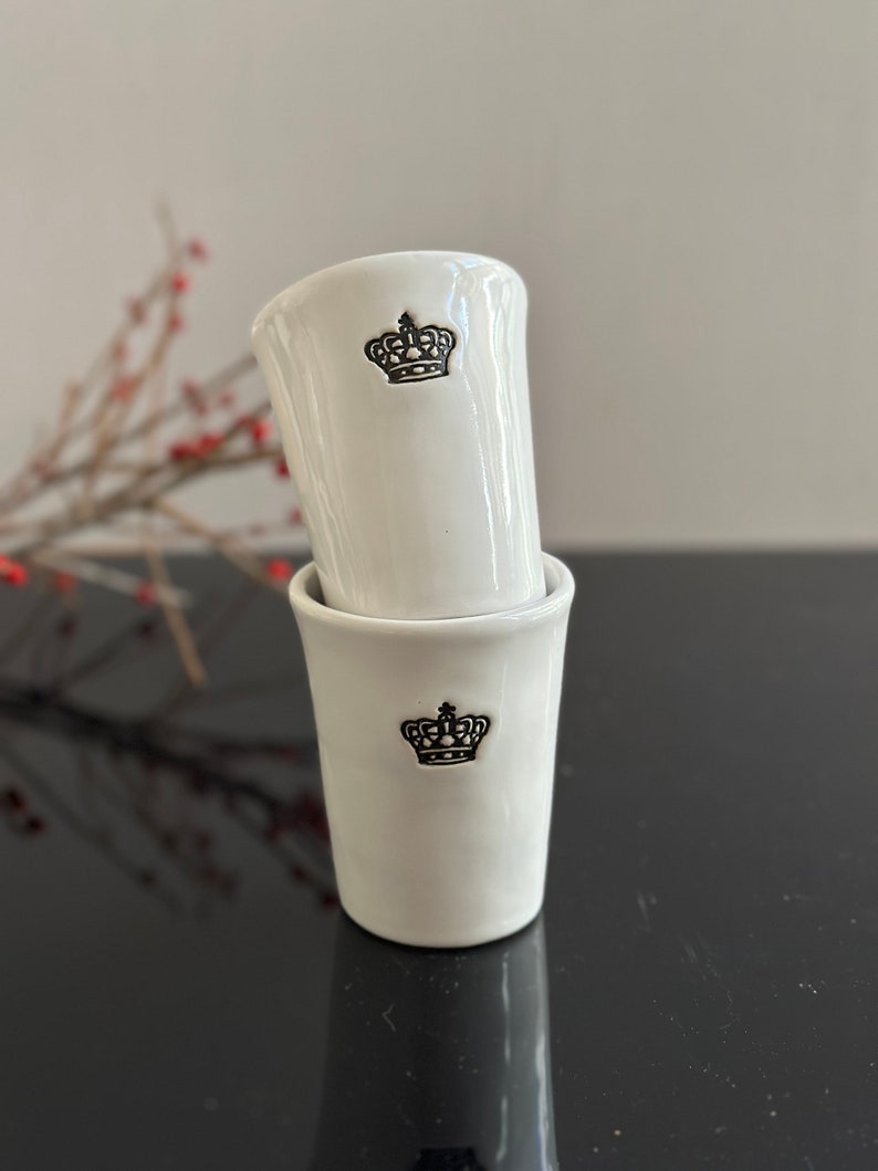 Handmade Ceramic Engraved Crown Cup Queen Lover Tumbler Set Personalized Mom Gift Handcrafted Gift for Queen Lover Crown Collection Cup