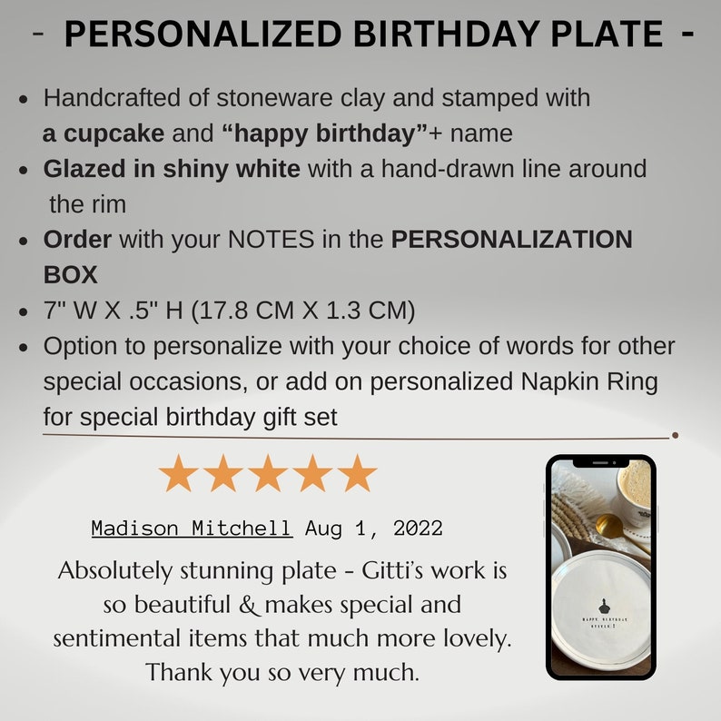 Personalized handmade ceramic birthday plate custom handmade ceramic plate for special birthday event unique handcrafted birthday plate image 6