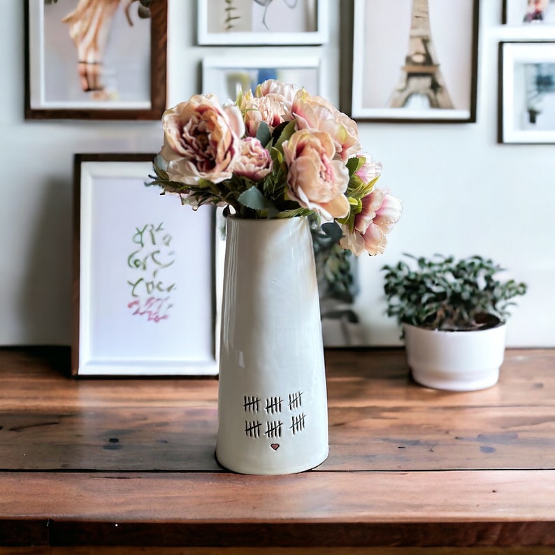 Custom anniversary gift for wife or couple personalized handmade ceramic flower vase personalized wedding gift custom engraved flower vase