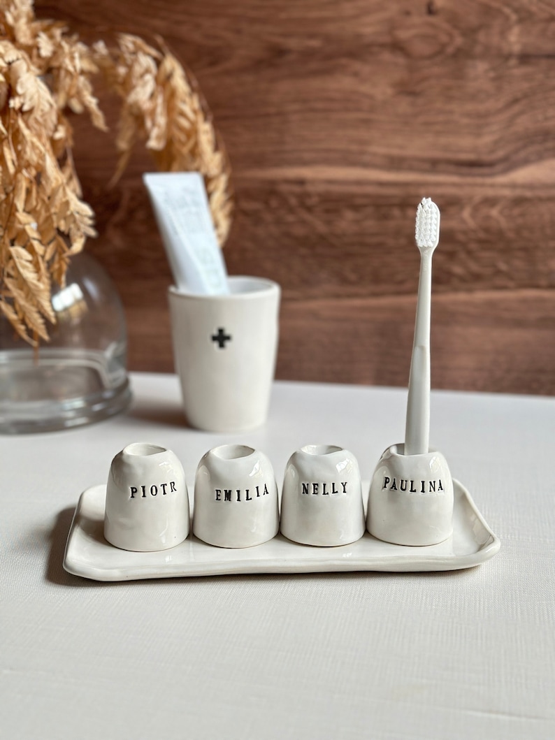 Handmade ceramic bathroom accessory custom individual handmade Toothbrush holder personalized ceramic bathroom decor space-saving gift