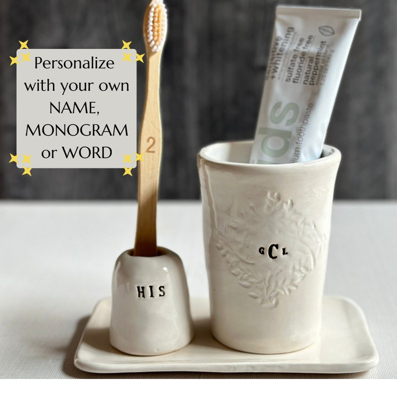 Handmade ceramic bathroom accessory custom individual handmade Toothbrush holder personalized ceramic bathroom decor space-saving gift