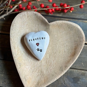 Pet Memorial Ceramic Heart Stone Engraved Ceramic Heart Stone with Your Pet Name Paw Print Pet keepsake Personalized Heart Pet Remembrance image 2