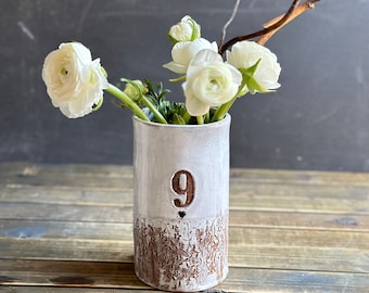 Wedding anniversary vase gift personalized ceramic flower vase custom engraved gift for wife rustic personalized pottery anniversary gift