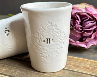 Personalized engraved ceramic tumbler stamped custom cup for wedding gift monogram cup for housewarming gift for couple anniversary tumbler