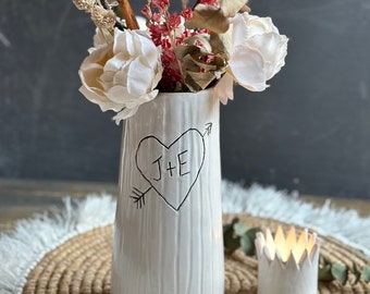 Handmade Ceramic Personalized Anniversary Vase Gift for Couple 9 year Unique handmade wedding gift personalized housewarming gift vase