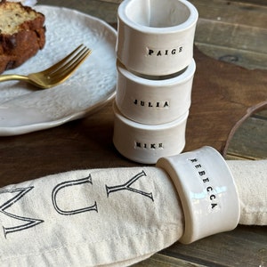 Custom ceramic Napkin Rings handmade engraved napkin ring family housewarming present ceramic gift for party event  napkin ring