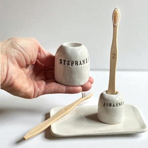 Toothbrush holder Handmade ceramic bathroom accessory custom individual handmade personalized ceramic bathroom decor space-saving gift
