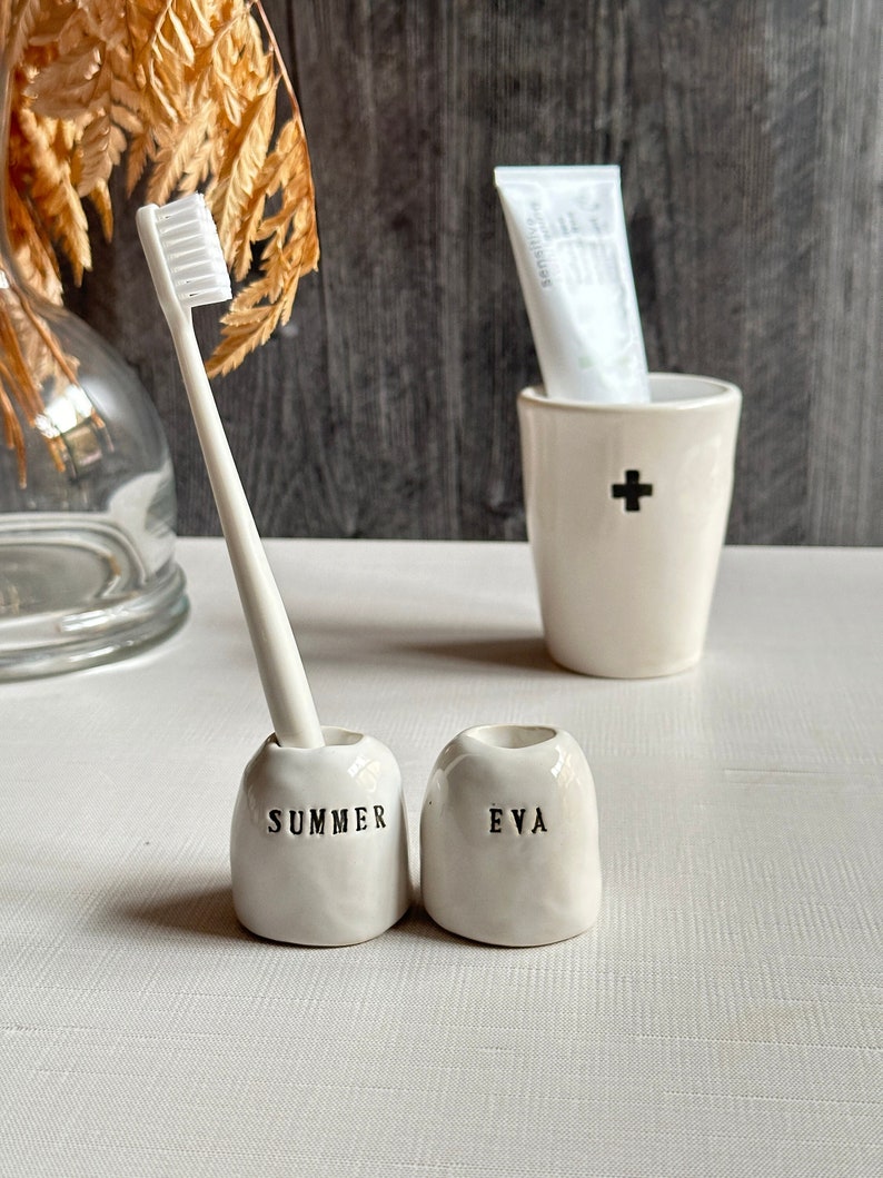 Handmade ceramic bathroom accessory custom individual handmade Toothbrush holder personalized ceramic bathroom decor space-saving gift