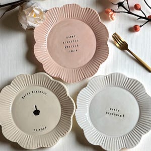 Personalized Birthday Plate Custom Name Ceramic Plate for Kids or Adults Choose from 13 Glazes Handmade Pottery Birthday Keepsake Gift