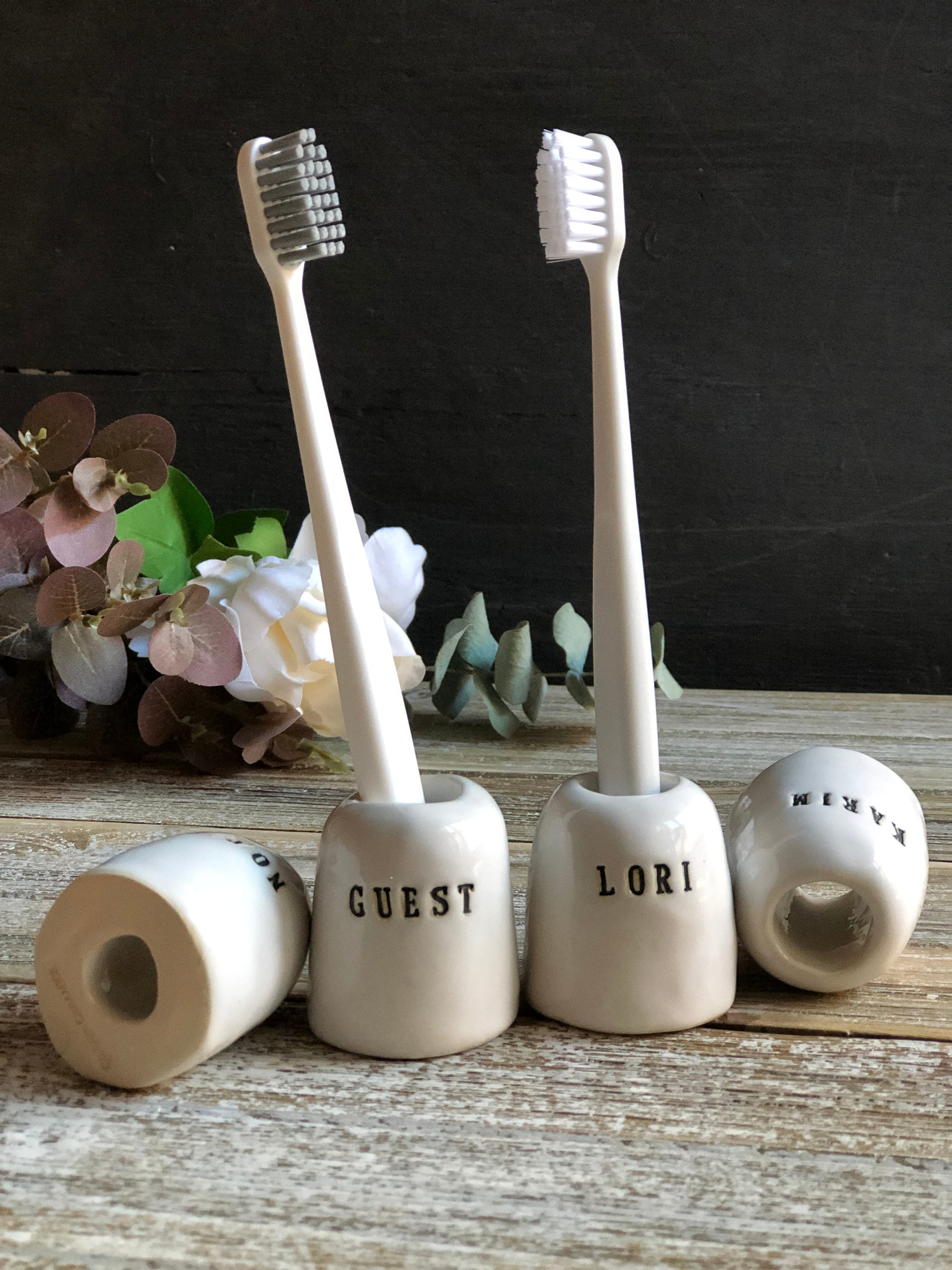 Handmade ceramic Custom/ personalized Individual Toothbrush holders (made to order)