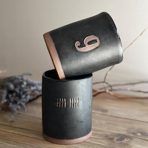 Anniversary Whiskey tumbler 9 year anniversary gift for him Pottery Anniversary Gift Personalized black Tumbler Handmade Ceramic gift