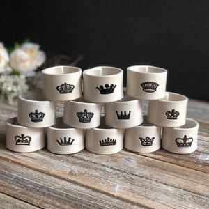Crown ceramic handmade napkin ring crown table decor gift for queen mom handmade housewarming couple gift for mothers day napkin ring Full set of 12