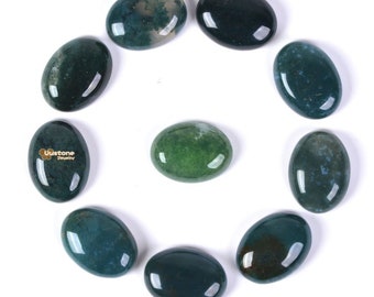 20mm Moss agate oval cab cabochon DIY jewelry making