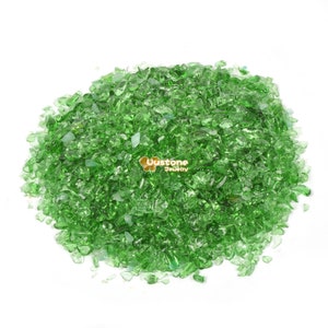 Green Glass Polished Chips Crushed Tumbled Stone Crystal Healing Embellishments 100 Grams