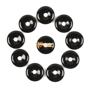 20mm Black Obsidian donut focal pendant bead jewelry making