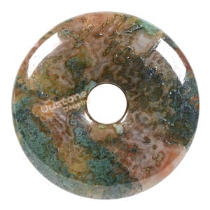 40mm Fancy Moss Agate donut focal pendant bead