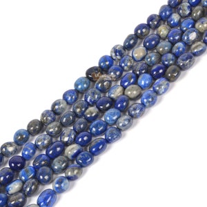 Natural Lapis Crystal Quartz Pebble Oval Chips Beads Freeform Nugget Irregular Loose Beads Strand 15 Inch for DIY Jewelry Making