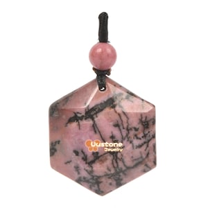 25mm Handmade Matrix Rhodonite Faceted Hexagram Star Geometrical Pendant Focal Bead