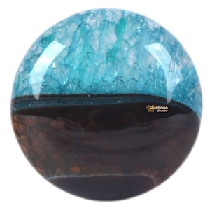 30mm Dyed Aqua blue drusy agate crystal round flatback cab cabochon