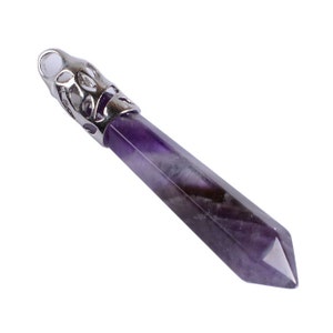 g2225 Natural Amethyst crystal healing point pendant focal bead 58mm image 2