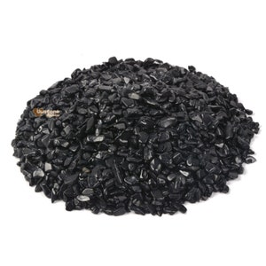 Natural Small Black Tourmaline Chips Crushed Tumbled Stone Crystal Healing Embellishments 100 Grams