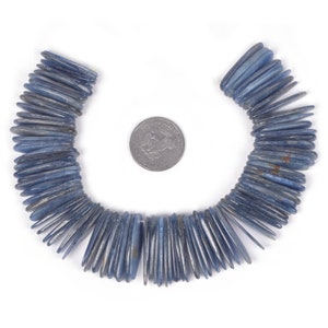 U3526 29mm to 34mm Blue Kyanite chips sticks loose gemstone beads 8&quot; 156g