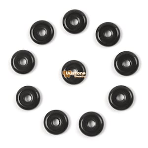 15mm Black Obsidian donut focal pendant bead jewelry making DIY