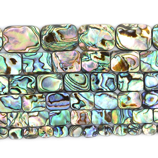 10mm to 25mm New Zealand Abalone shell flat rectangle loose beads 16"