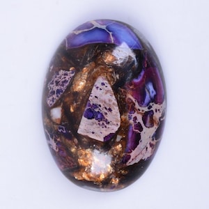 30mm Copper purple sea sediment jasper oval flatback cab cabochon