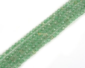 2mm Green Aventurine Faceted round loose beads strand 15.5-16" DIY Jewelry Making