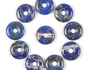 20mm Natural Lapis donut focal pendant bead jewelry making