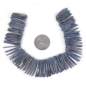U3522 25mm to 30mm Blue Kyanite chips sticks loose gemstone beads 8&quot; 136g