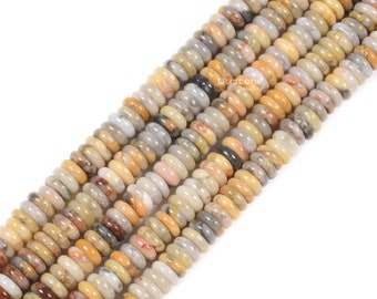 Perline sciolte a disco Heishi in agata Crazy Lace da 6,5 x 2 mm, 15,5"