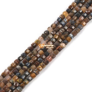 2mm Faceted Pietersite Cube Square Loose Beads DIY Jewelry Making Strand 15.5-16&quot;