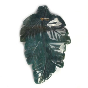 g2568.6 40mm Natural Moss agate carved leaf retro pendant bead Jewellery Making