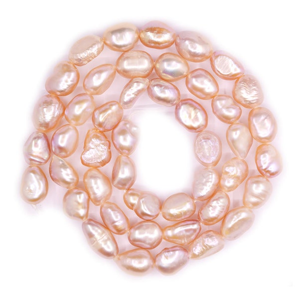 0015 Natural pink freshwater pearl  Baroque nugget rice beads strand 14"