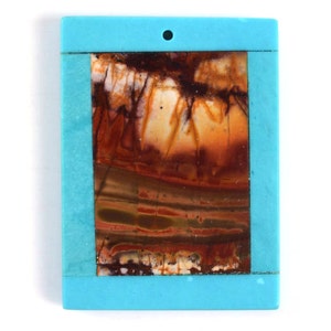 U1459 Multi-color picasso jasper intarsia pendant focal bead 50mm