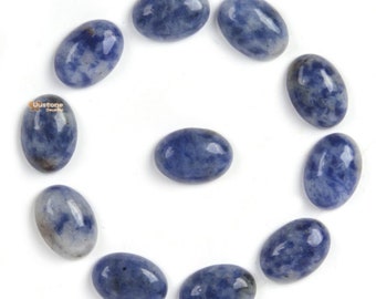 14mm Natural Blue Spot Jasper Gemstone Oval Flatback CAB Cabochon