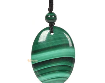 30mm Malachite Crystal Gemstone Healing Quartz Flatback Oval Pendant Focal Bead Pendant