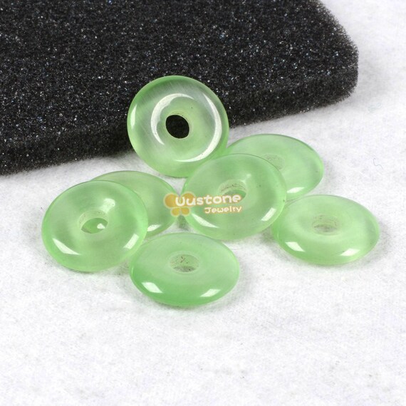 100 Perles Résine Oeil De Chat 8 Mm - Dômes Ronds à Dos Plat - Vert Clair - Uxcell