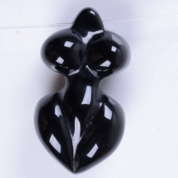 Black agate carved goddess pendant focal bead