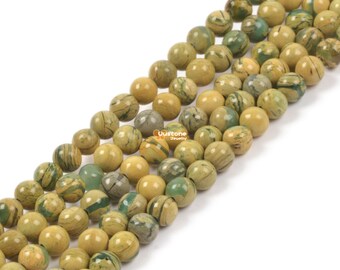 4mm Natürliche Khaki Geen Serpentin Runde Kugel Lose Perlen DIY Schmuck machen Strang 15,5-16 "