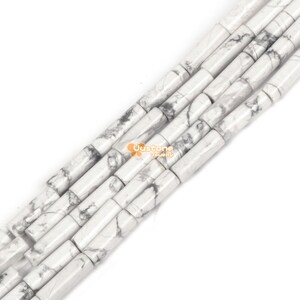 13mm White Howlite Cylinder tube loose gemstone beads 15&quot;